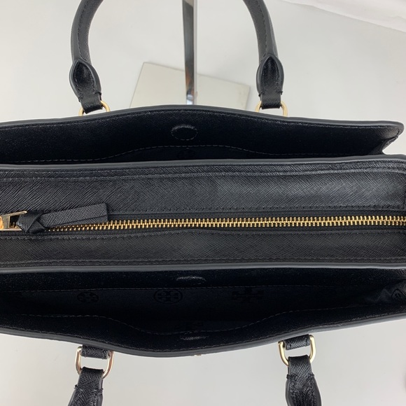 New Tory Burch Robinson Small Black Leather Tote - Picture 6 of 8